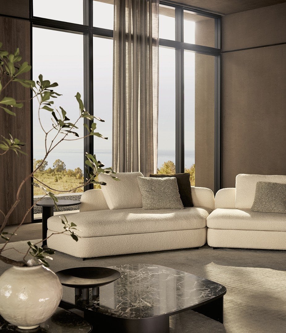 Particolare piedini brown nickel opaco divano Saint-Germain Poliform