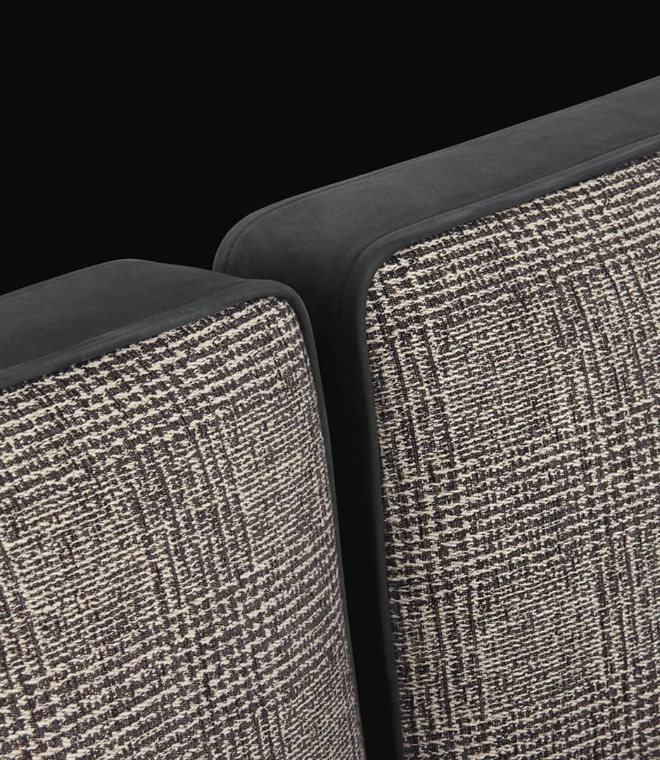 Letto Park 1 Poliform con rivestimento tessuto e pelle