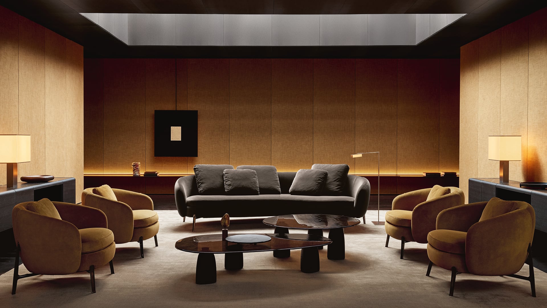 Dettaglio tessuto e struttura del divano Orbis Poliform