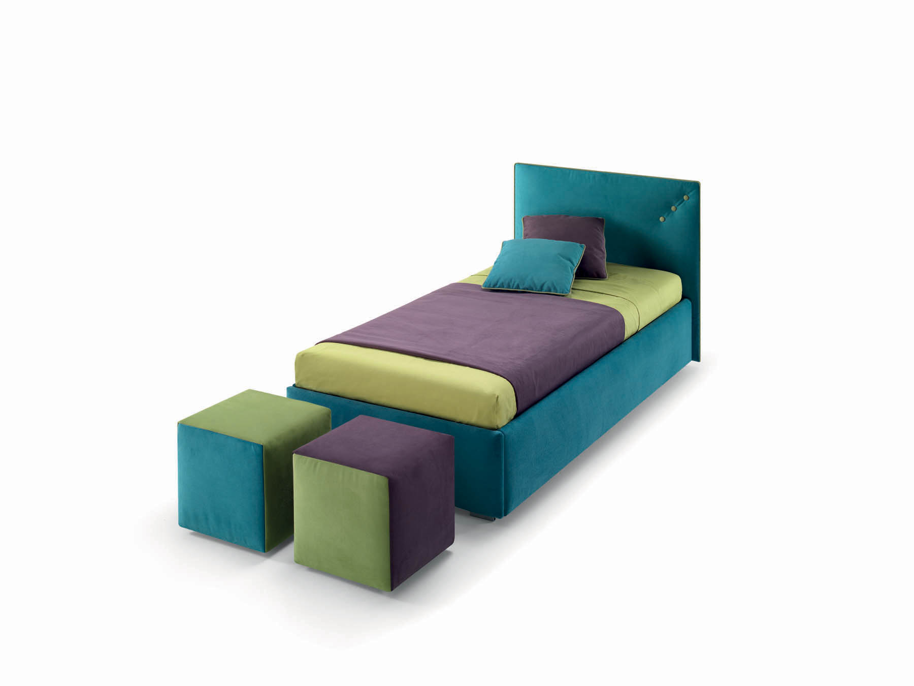 Letto imbottito Snap Samoa Divani con rivestimento pelle