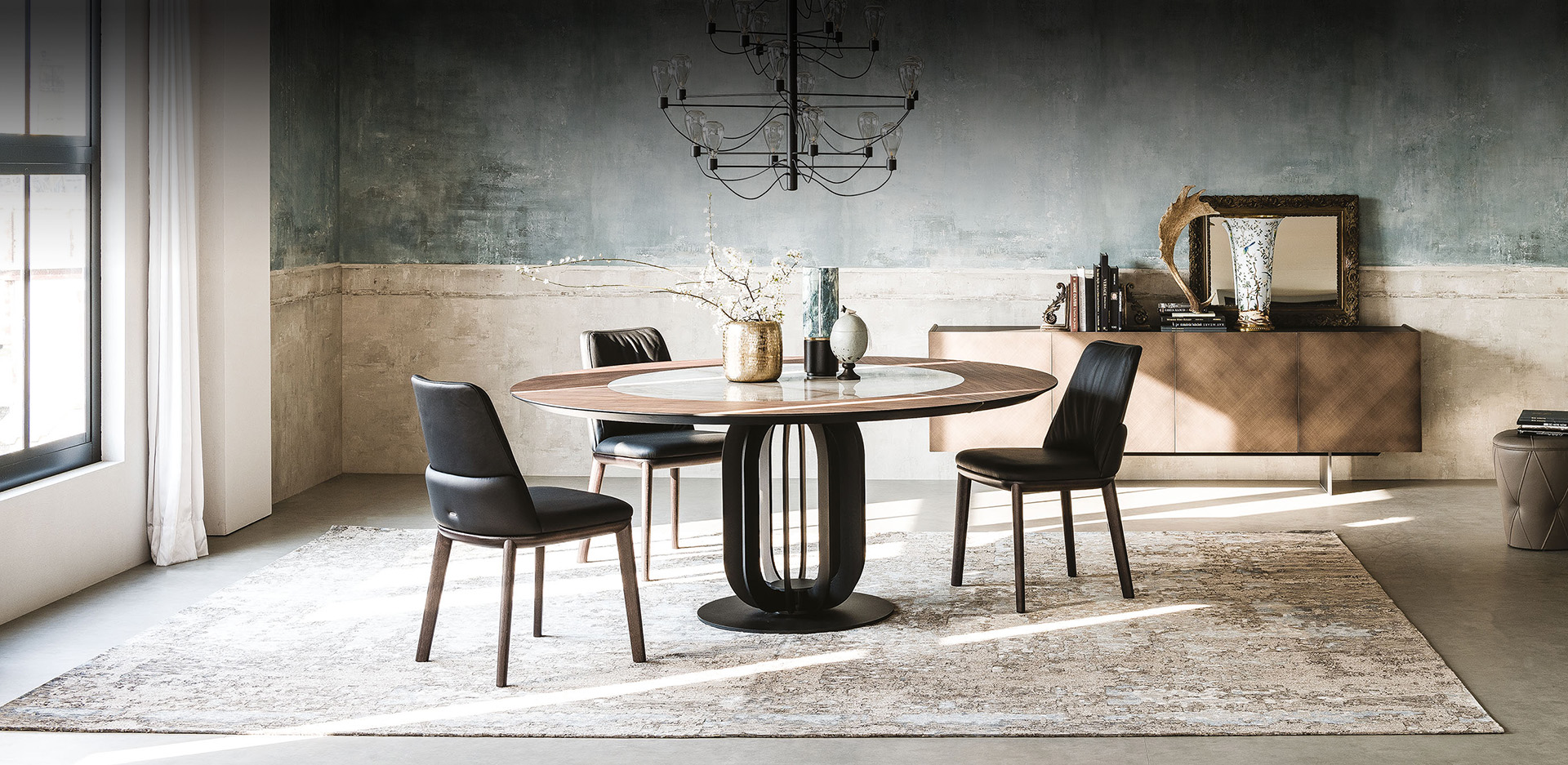 Piano in legno con inserto ceramico del tavolo SOHO Ker-Wood