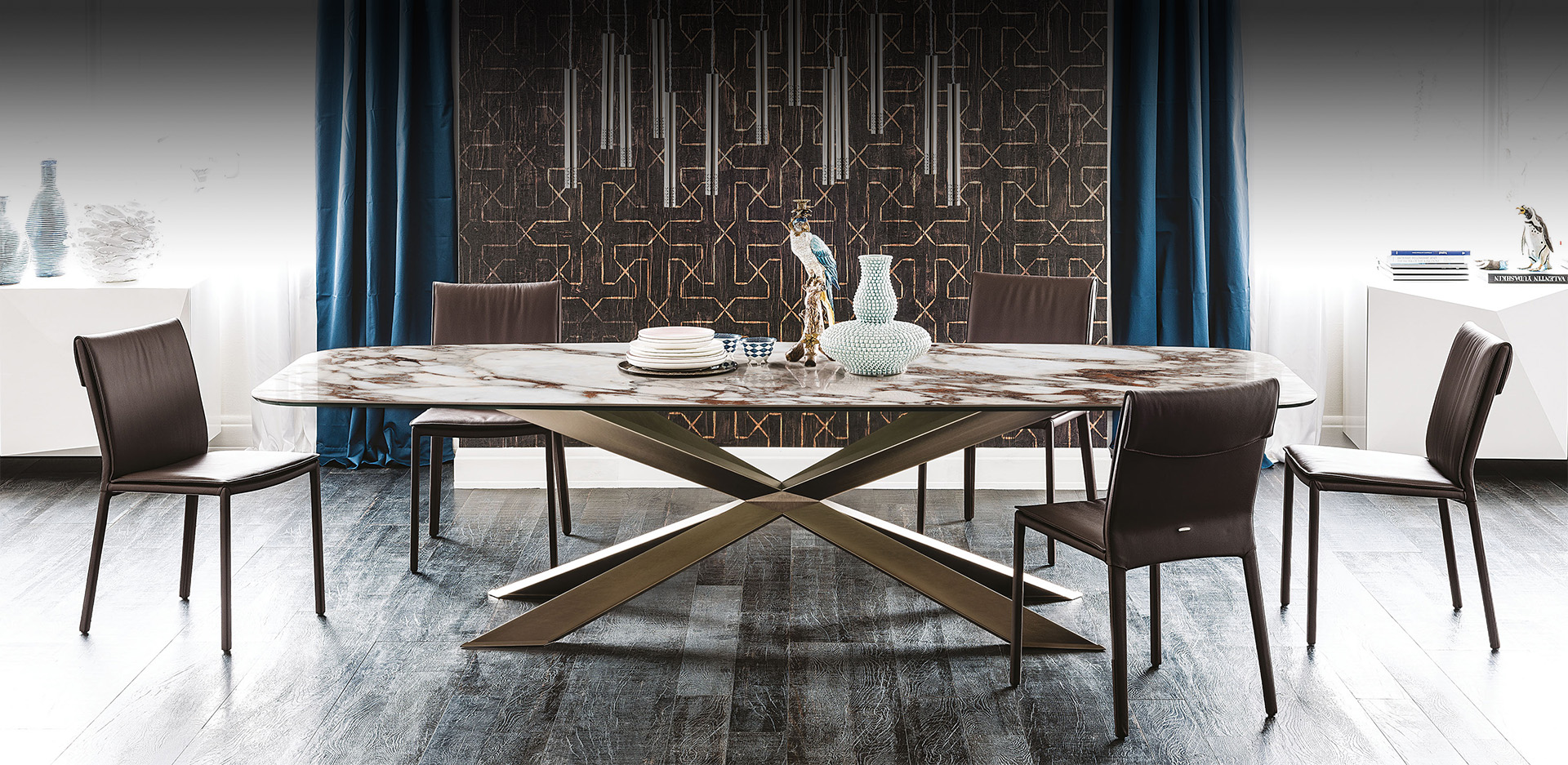 Piano in ceramica con finitura marmo del tavolo Spyder Keramik