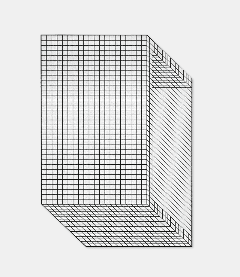 Tappeto bianco e nero con quadretti e pelo alto