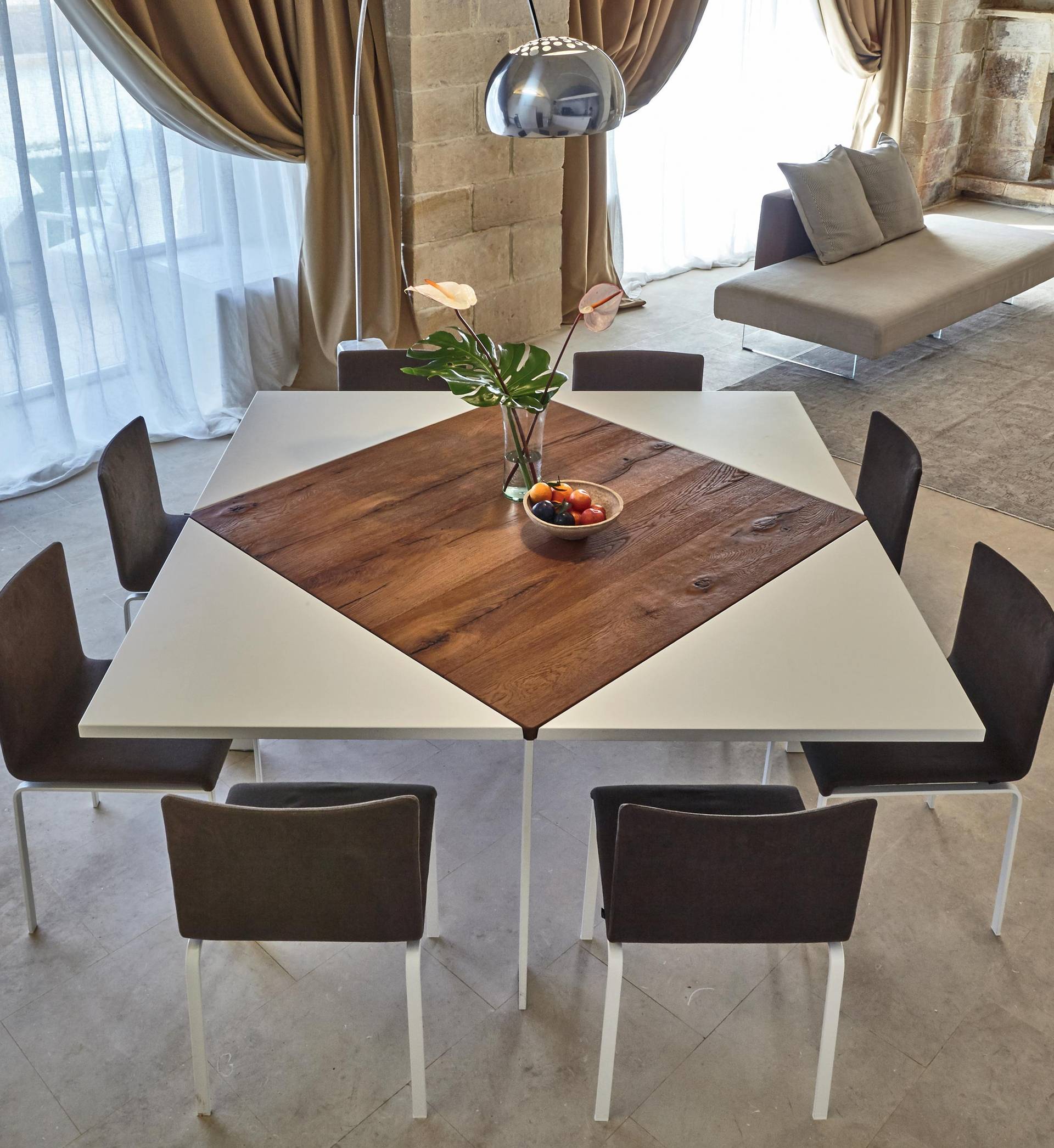 Tavolo quadrato allungabile Loto in legno Wildwood e metallo