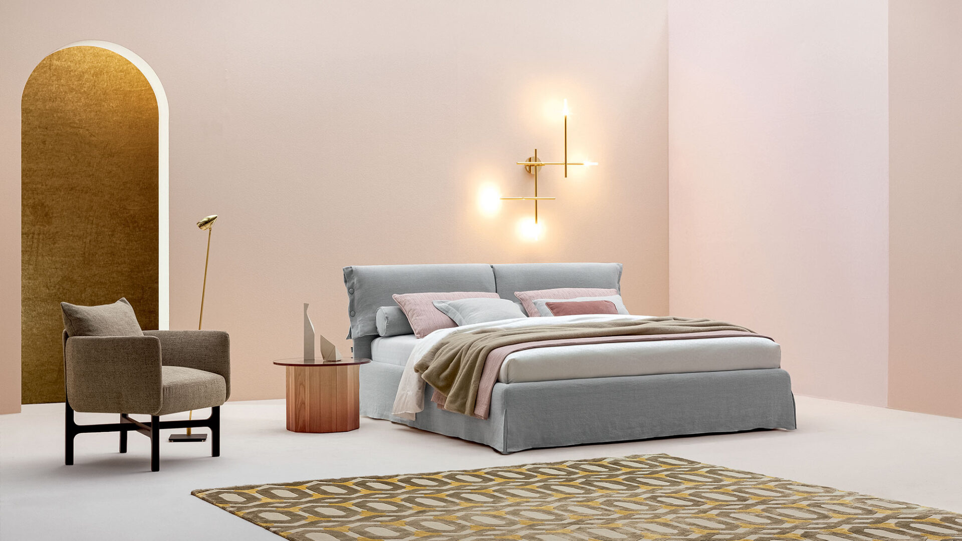 Letto matrimoniale Giselle con testiera imbottita