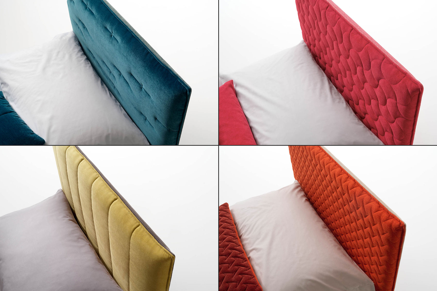 Letto imbottito Twist Samoa Divani in ambiente camera da letto