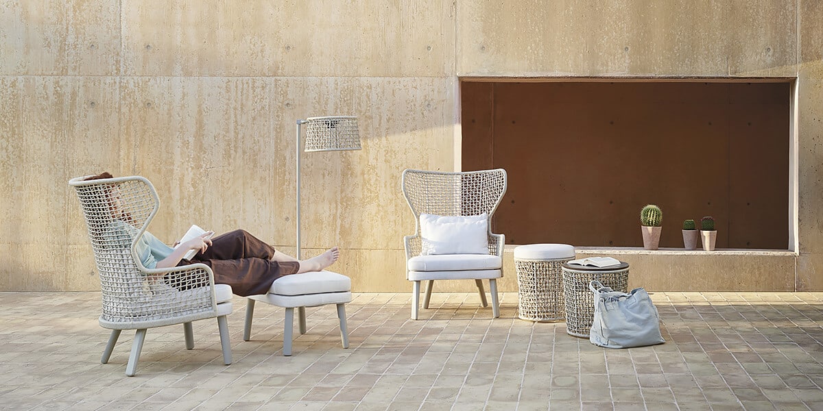 Dettaglio intreccio fatto a mano dello schienale della sedia Emma