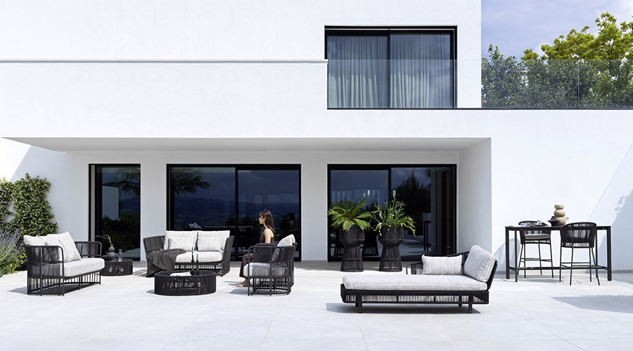 Varaschin arredo outdoor con intreccio in fibra sintetica