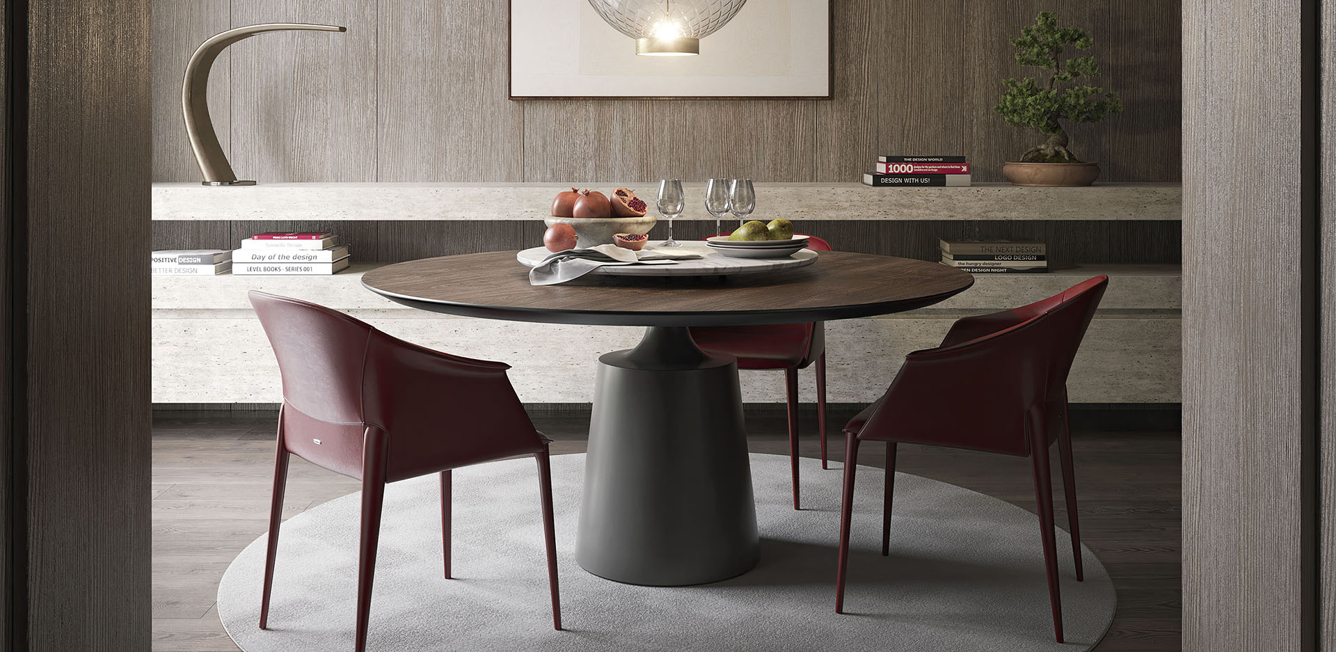 Piano in legno rovere bruciato del tavolo YODA Wood