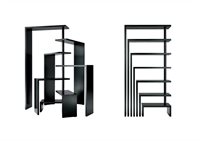 Dettaglio snodo in acciaio verniciato nero della libreria Joy