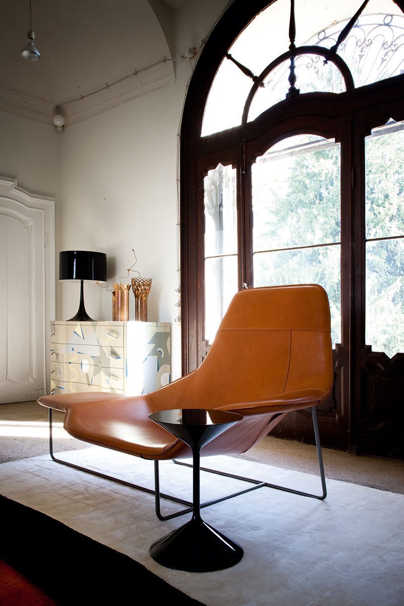 Chaise longue Lama con rivestimento in pelle